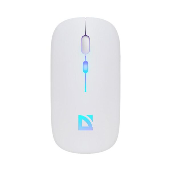Mysz bezprzewodowa Defender TOUCH MM-997 optyczna 1600dpi 2.4 GHz + Bluetooth biała RGB AKUMULATOR bezklikowa silent