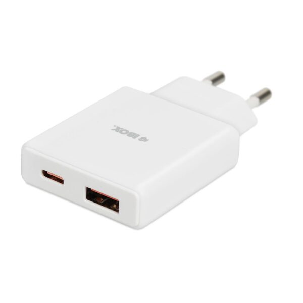 Ładowarka sieciowa iBOX C-43 Slim USB A+C 30W kabel USB-C do USB-C biała