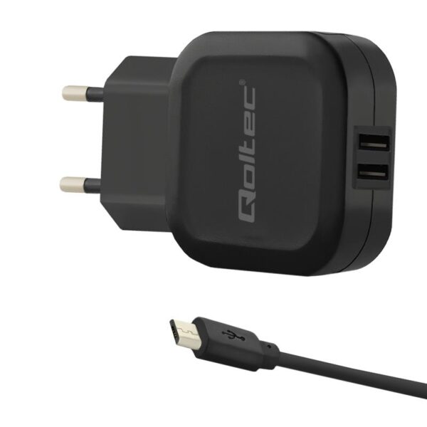 Ładowarka sieciowa Qoltec 17W 5V 3,4A 2xUSB + kabel MicroUSB