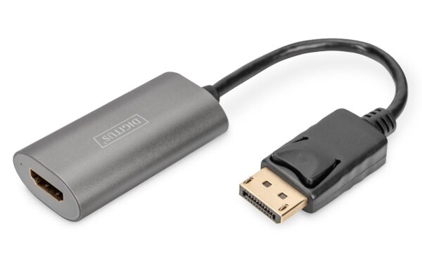 Kabel adapter DIGITUS DisplayPort z zatrzaskiem 8K 60Hz UHD Typ DP/HDMI A M/Ż czarny 0,15m