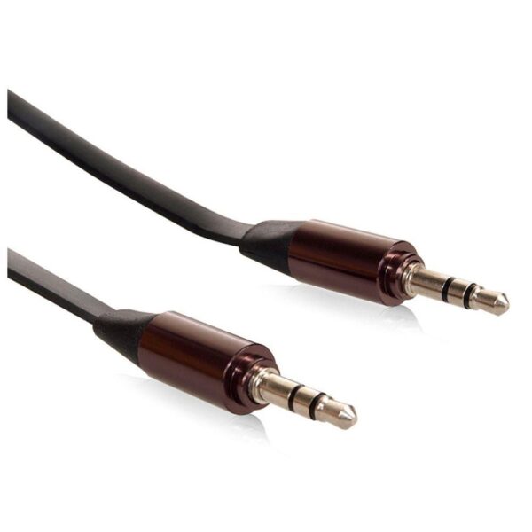 Kabel audio Maclean MCTV-695 B miniJack 3,5mm (M) - miniJack 3,5mm (M), płaski 2m, metalowy wtyk, czarny